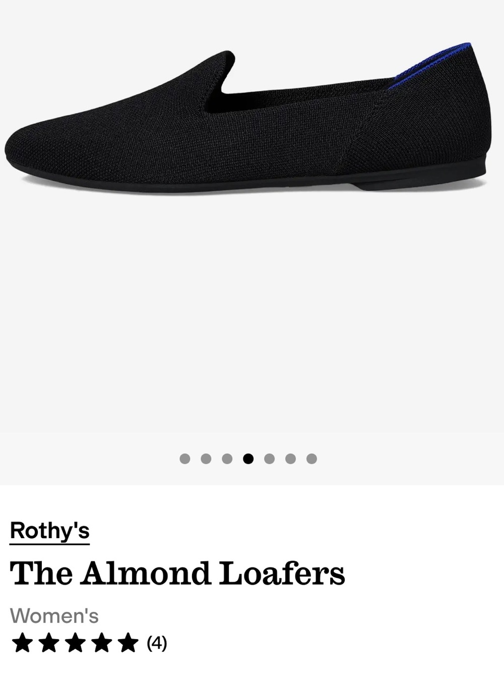 Rothy's The Almond Black Slip-On Loafers with Blue Trim - Picture 4 of 14